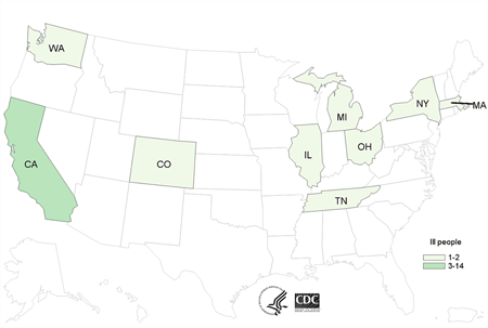 CDC Listeriosis Map 2015