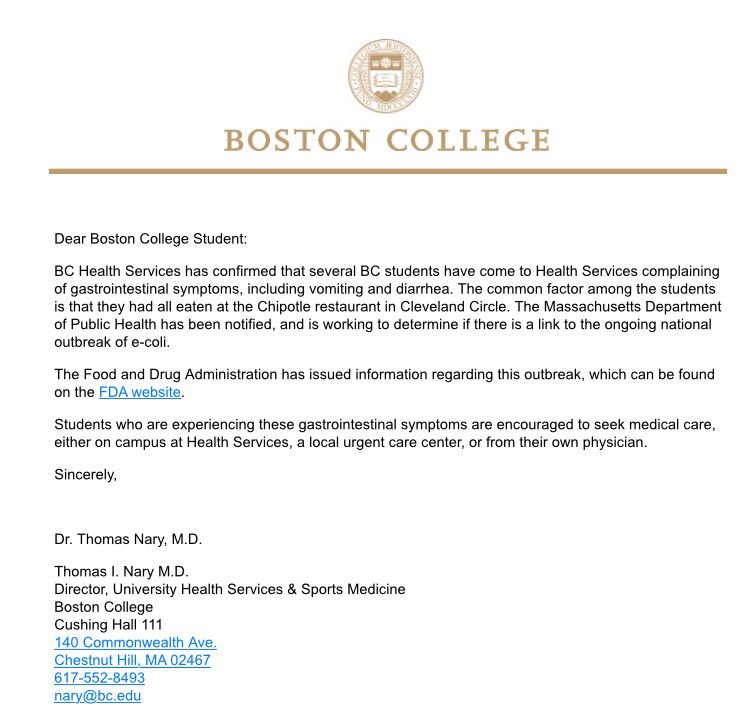 Boston College Letter