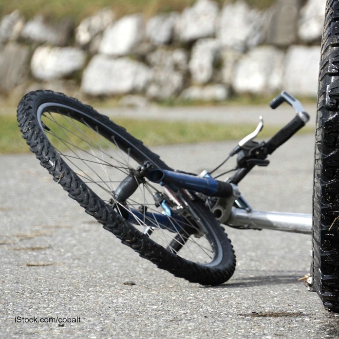 Bike in road after accident