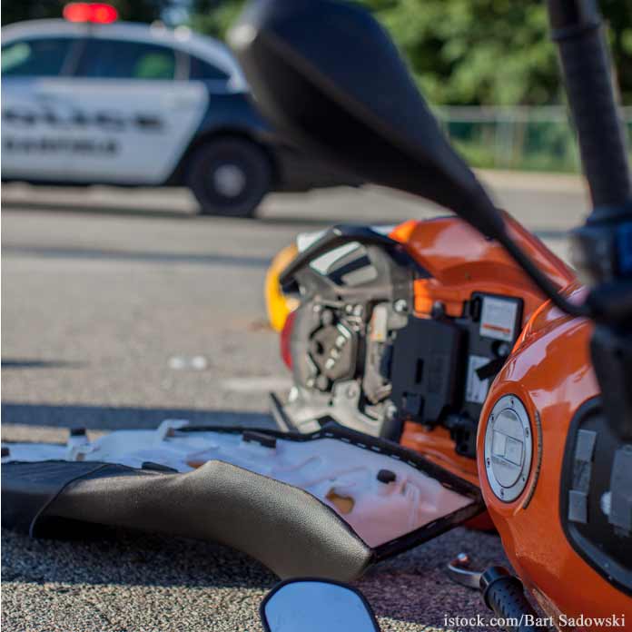 Motorcycle-Crash-With-Approaching-Police-Car