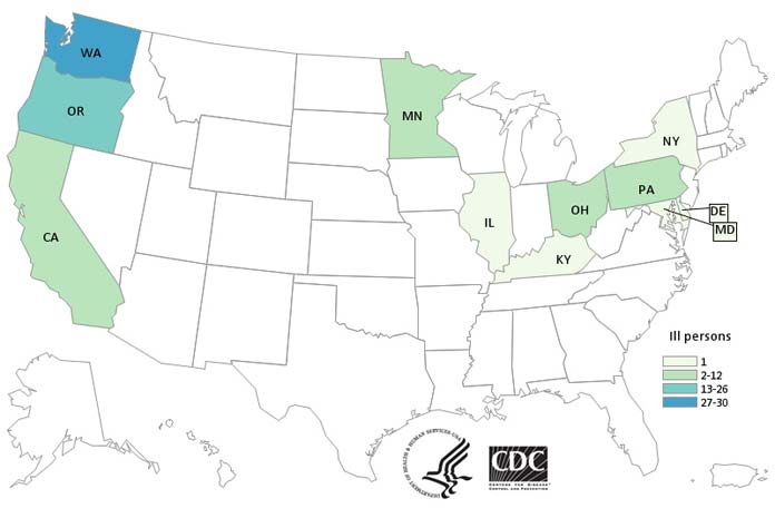 E. coli Chipotle CDC Map
