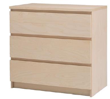 Ikea MALM 3 Drawer Dresser