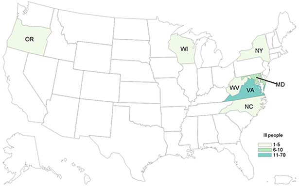 Tropical Smoothie Hepatitis CDC Map