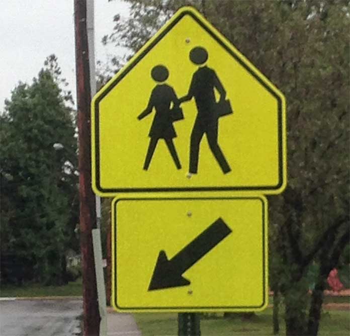 cross walk road sign