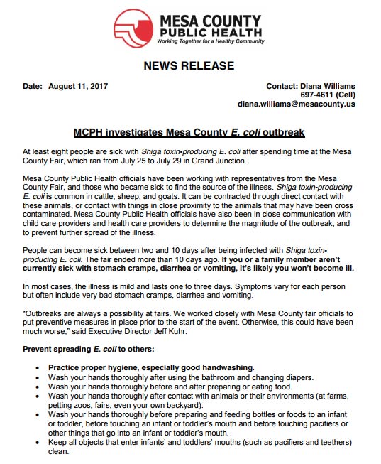 Mesa County Fair Outbreak