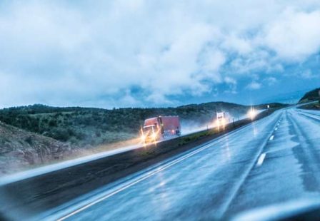 Truck on Wet Road