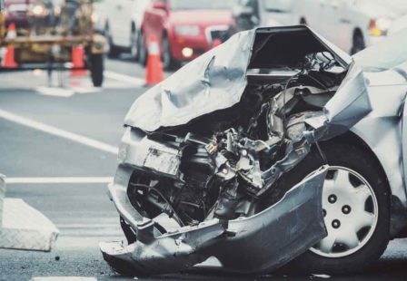 Car Hit Stopped Semitrailer Truck