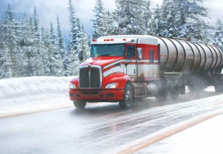 Semi Truck on Icy Road