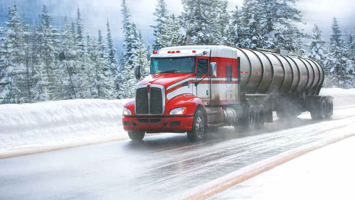 Semi Truck on Icy Road