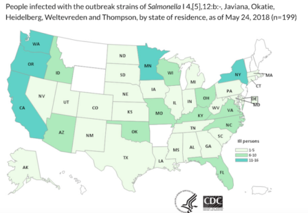 Salmonella Kratom Outbreak Map May 24