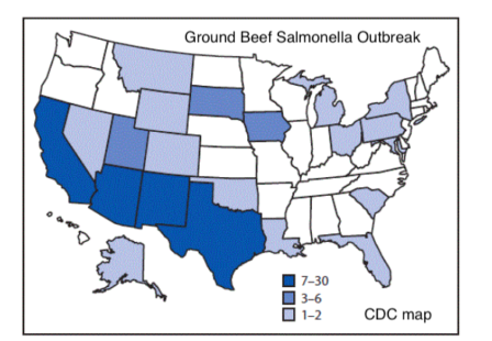 cdc map ground beef salmonella outbreak