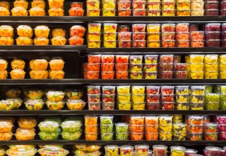 Salmonella Lawyer - containers of cut melon at a grocery store