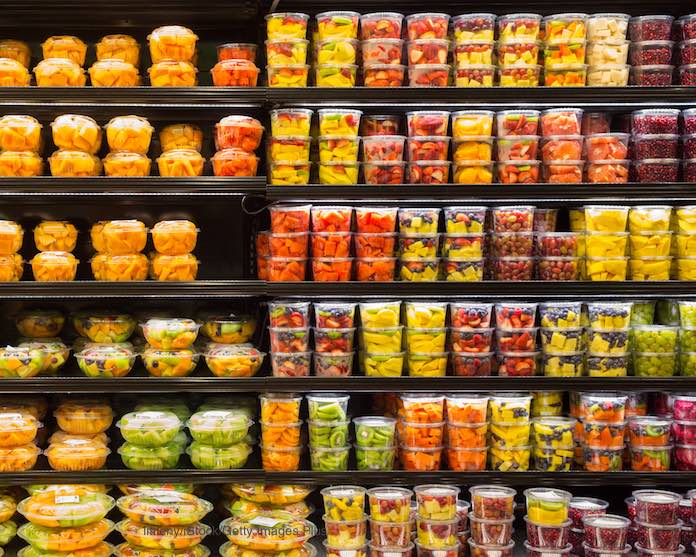 Salmonella Lawyer - containers of cut melon at a grocery store