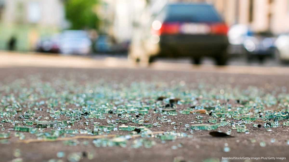Car Crash and Glass on Street
