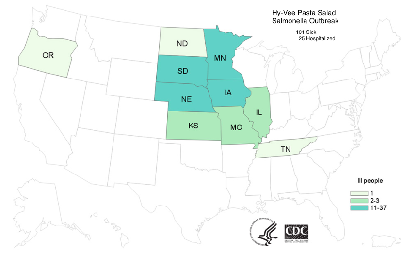 CDC Map of HyVee Salmonella Outbreak