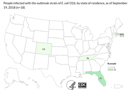 CDC Map of Cargill Ground Beef E.coli Outbreak