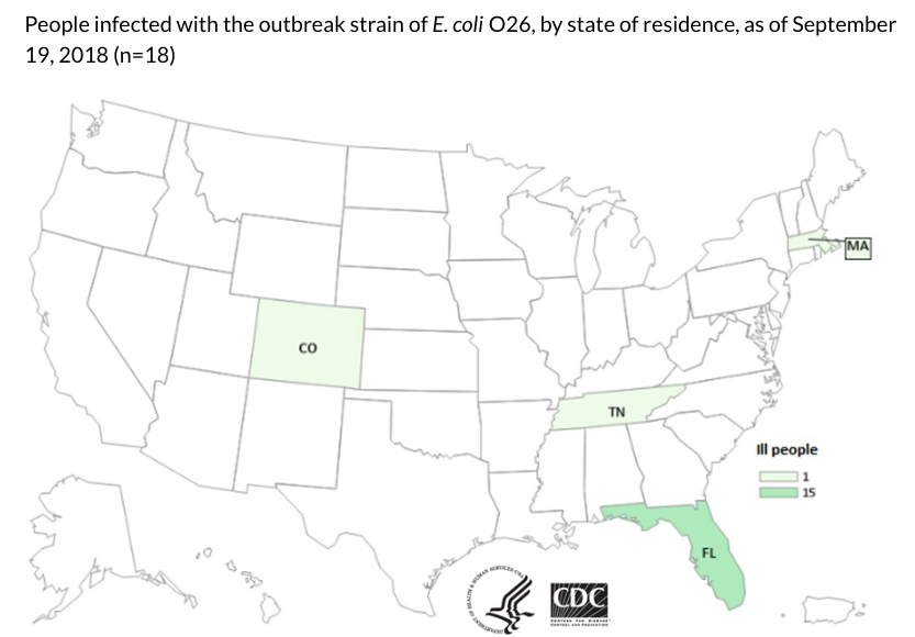 CDC Map of Cargill Ground Beef E.coli Outbreak 