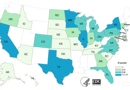 Turkey Salmonella Outbreak Map 11/8/18