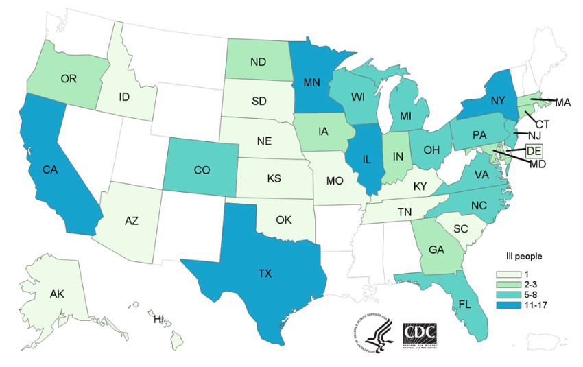 Turkey Salmonella Outbreak Map 11/8/18