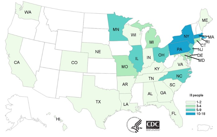 Chicken Salmonella Outbreak Map Lawyers, Lawsuits