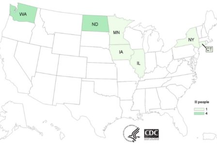CDC Map of Tuna Salmonella Outbreak