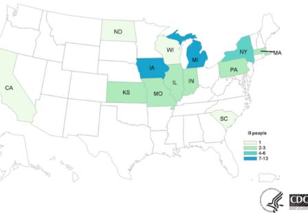 Salmonella Lawyer Pig Ear Outbreak CDC Map