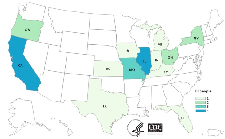 Listeria Lawyer CDC Listeria Outbreak Map 8:23:19