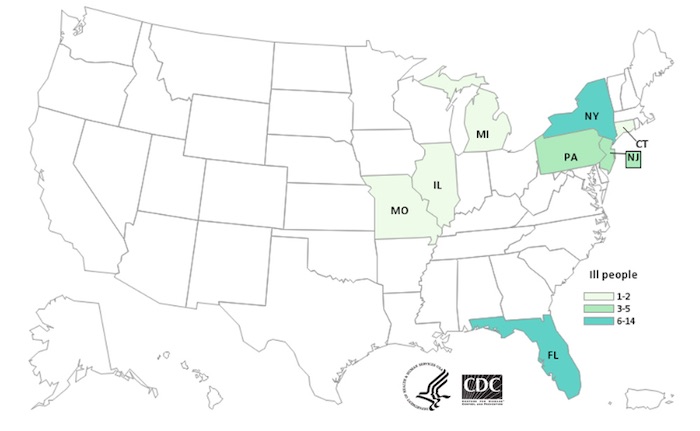 E. coli Lawyer Ground Bison E. coli Outbreak Final CDC Map