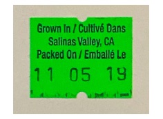 CDC image of Romaine harvest label