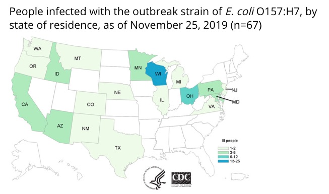 E. coli lawyer - romaine outbreak CDC map 11:26:19