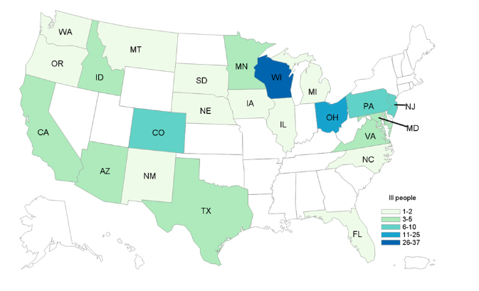 E. coli Lawyer - CDC Romiane Outbreak Map 12:4:19 cropped