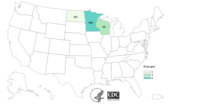 E. coli lawyer- CDC Map Fresh Express salad outbreak