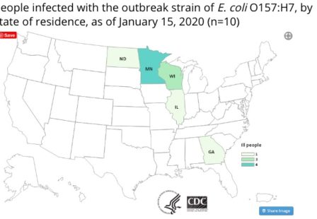 E. coli lawyer- CDC's final map of Fresh Express Sunflower Crisp Salad E. coli Outbreak