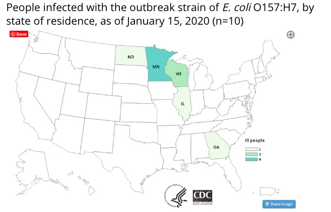 E. coli lawyer- CDC's final map of Fresh Express Sunflower Crisp Salad E. coli Outbreak