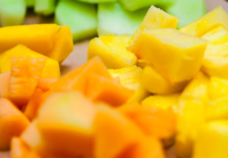 Salmonella lawyer- plate with chunks of pineapple and cantaloupe and honeydew melon