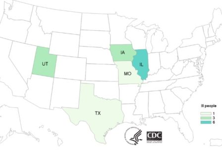 E. coli lawyer- CDC's map of JImmy John's Clover Sprouts E. coli outbreak 2:26:20