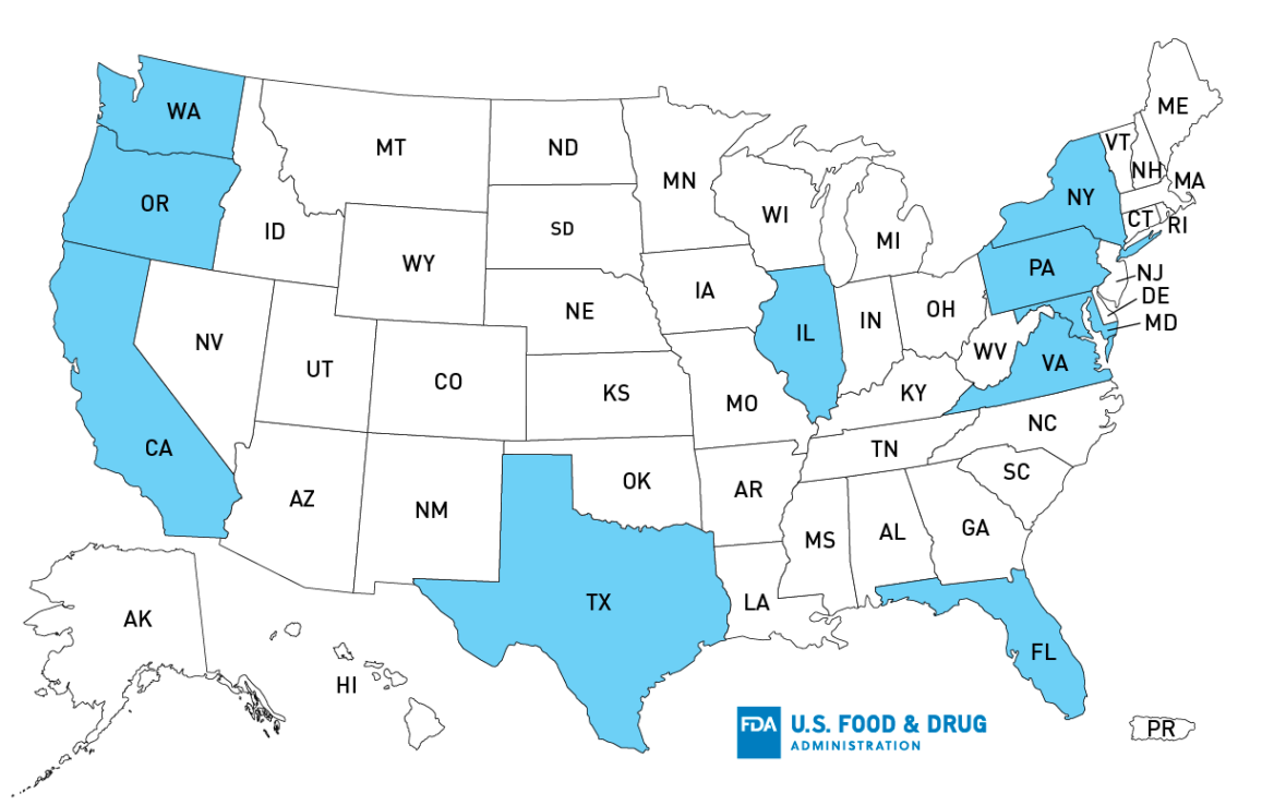 Map of Enoki Mushroom Listeria Cases in The United States