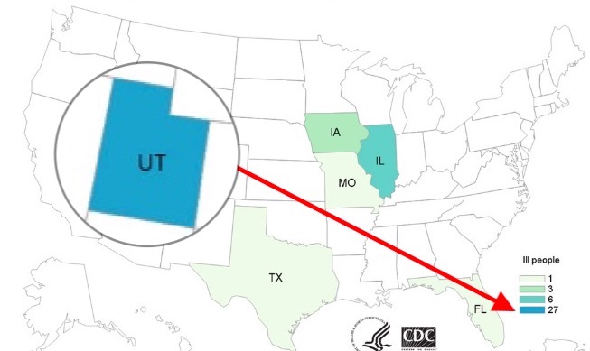 E. coli Lawyer- Jimmy John's Chicago Indoor Clover Sprout Outbreak Map -Utah emphasis 2