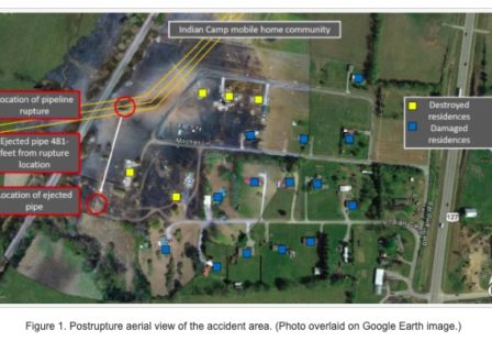 Explosion lawyer- NTSB aerial view of Enbridge pipeline rupture in Lincoln County, KY