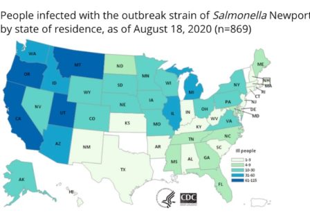 Salmonella lawyer- CDC map of Salmonella onion outbreak