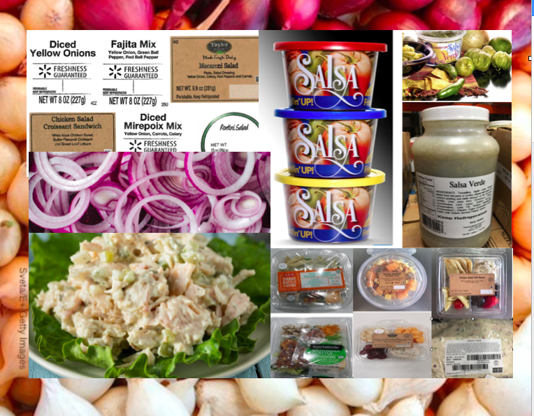 Salmonella onionsm salsa, dips, salads