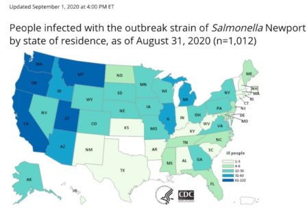 Salmonella lawyer-Onion Salmonella outbreak CDC map