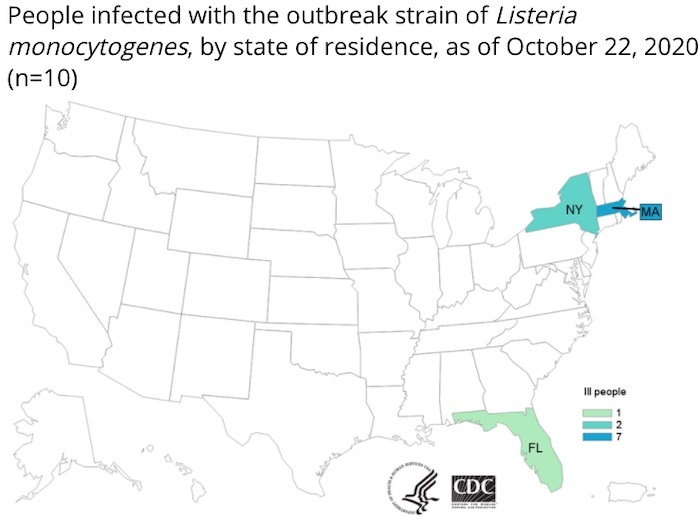 Listeria lawyer - CDC deli meat Listeria outbreak map