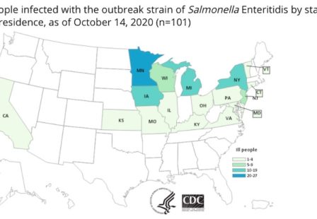 Salmonella Lawyer - Peaches Salmonella Outbreak CDC Final Map
