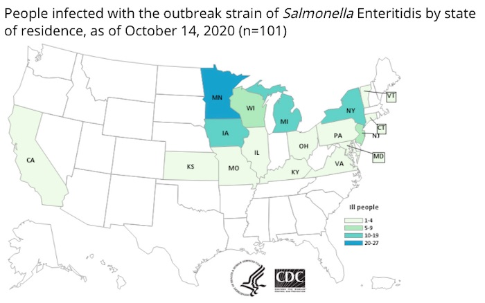 Salmonella Lawyer - Peaches Salmonella Outbreak CDC Final Map