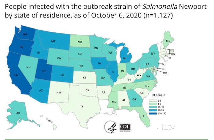 Salmonella Lawyer CDC Onion Salmonella Outbreak Final Map