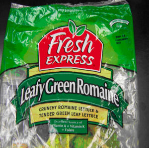 E. coli Lawyer- Empty bag of Fresh Express Leafy Green Romaine