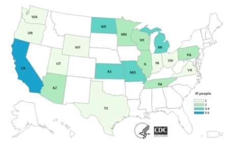 E. coli lawyer - CDC map of E. coli leafy greens outbreak