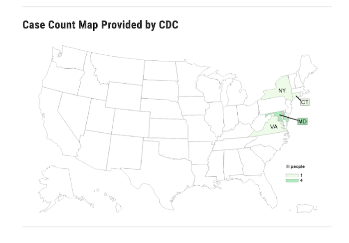 Listeria Lawyer -CDC Listeria Soft Cheeses Outbreak Map