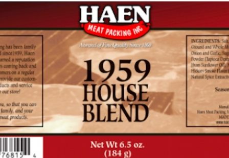 haen 1959 house blend label, Listeria recall